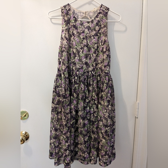Minidress by freeway M purple floral, fully lined - Picture 1 of 8